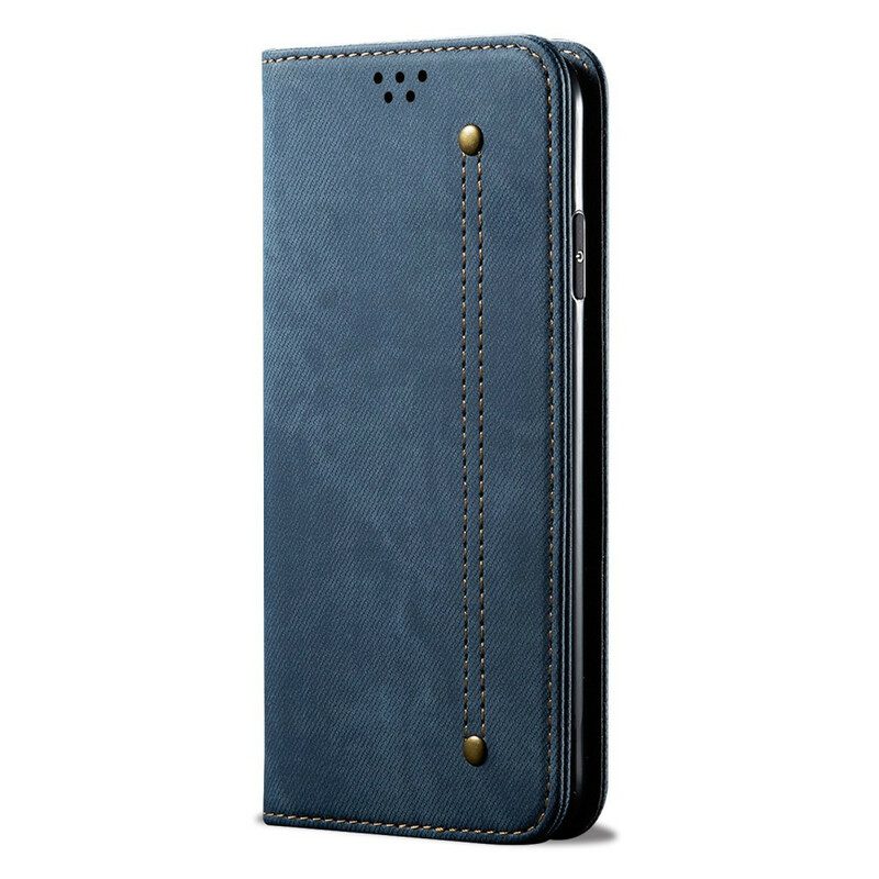 Bescherming Hoesje voor iPhone 12 Pro Max Folio-hoesje De Textuur Van Jeans Van Het Leer Van Het Imitatieleer