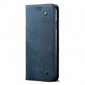 Bescherming Hoesje voor iPhone 12 Pro Max Folio-hoesje De Textuur Van Jeans Van Het Leer Van Het Imitatieleer