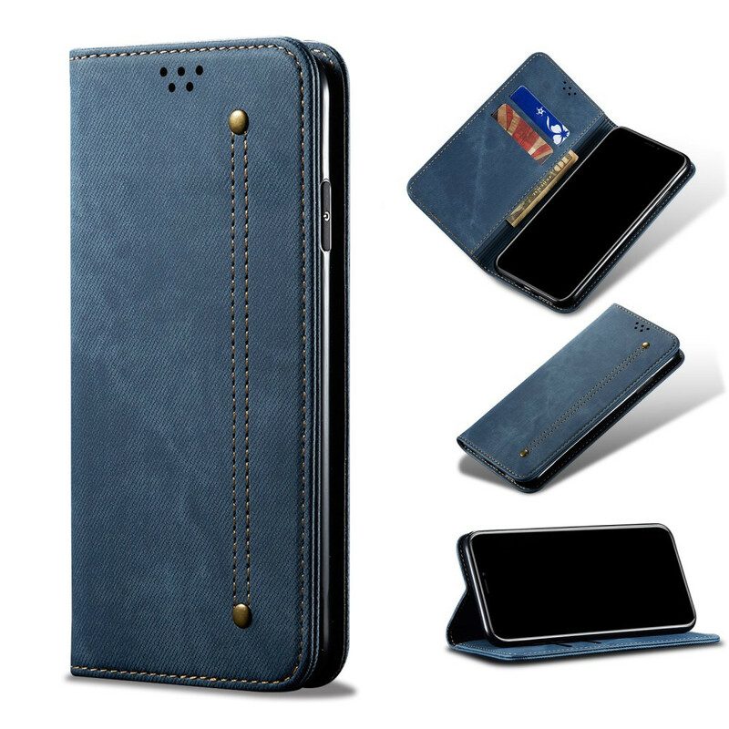 Bescherming Hoesje voor iPhone 12 Pro Max Folio-hoesje De Textuur Van Jeans Van Het Leer Van Het Imitatieleer