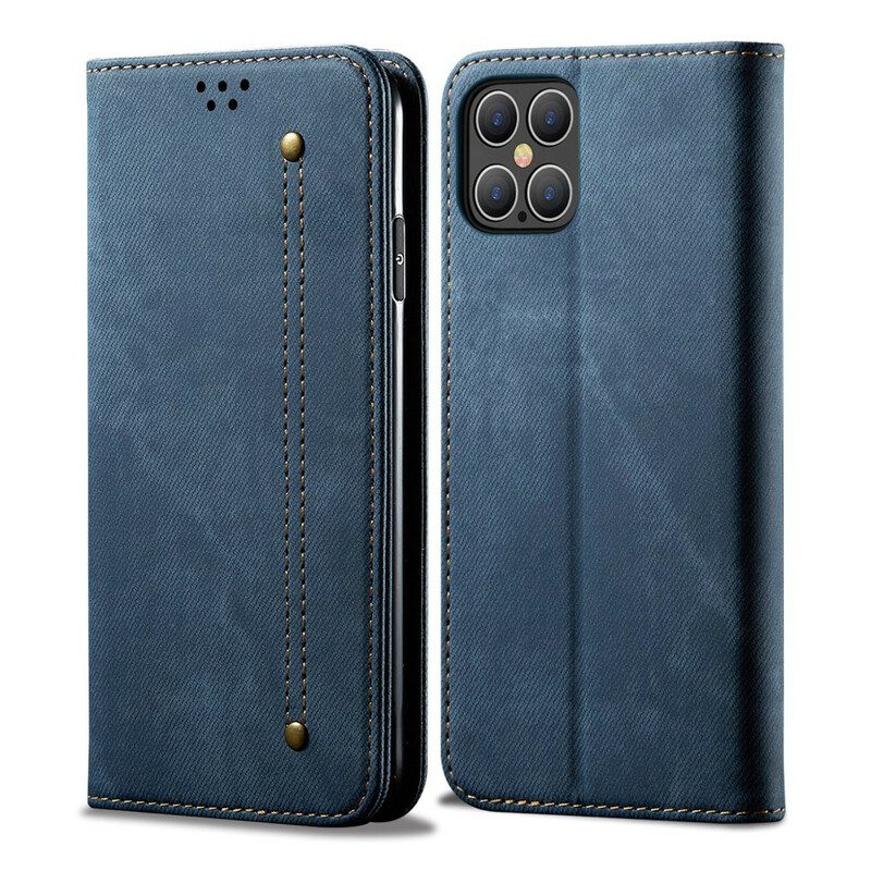 Bescherming Hoesje voor iPhone 12 Pro Max Folio-hoesje De Textuur Van Jeans Van Het Leer Van Het Imitatieleer