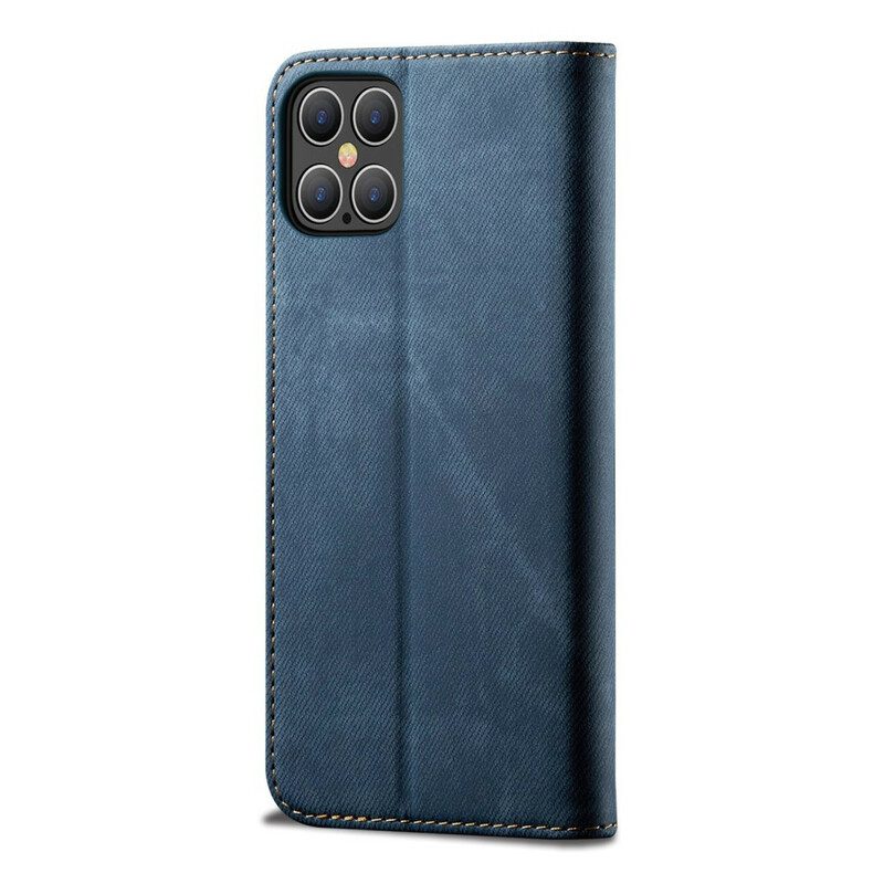 Bescherming Hoesje voor iPhone 12 Pro Max Folio-hoesje De Textuur Van Jeans Van Het Leer Van Het Imitatieleer