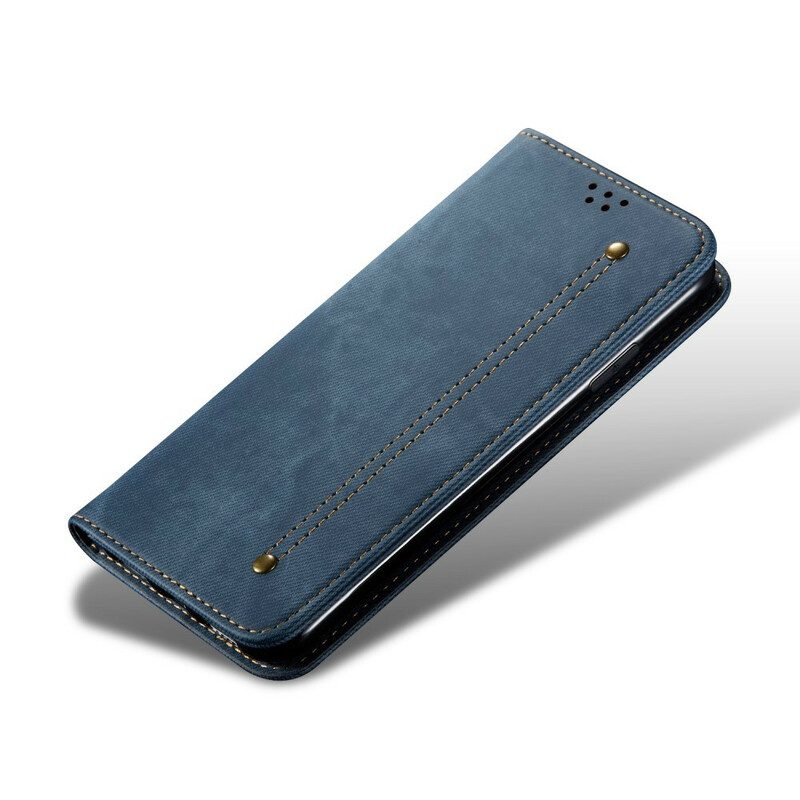 Bescherming Hoesje voor iPhone 12 Pro Max Folio-hoesje De Textuur Van Jeans Van Het Leer Van Het Imitatieleer