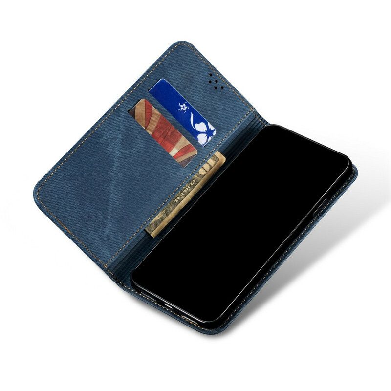 Bescherming Hoesje voor iPhone 12 Pro Max Folio-hoesje De Textuur Van Jeans Van Het Leer Van Het Imitatieleer