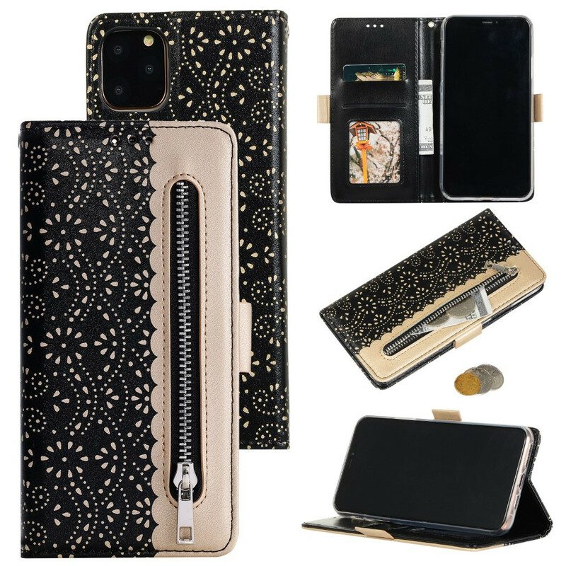 Flip Case voor iPhone 12 Pro Max Met Ketting Portemonnee Met Kanten Riem