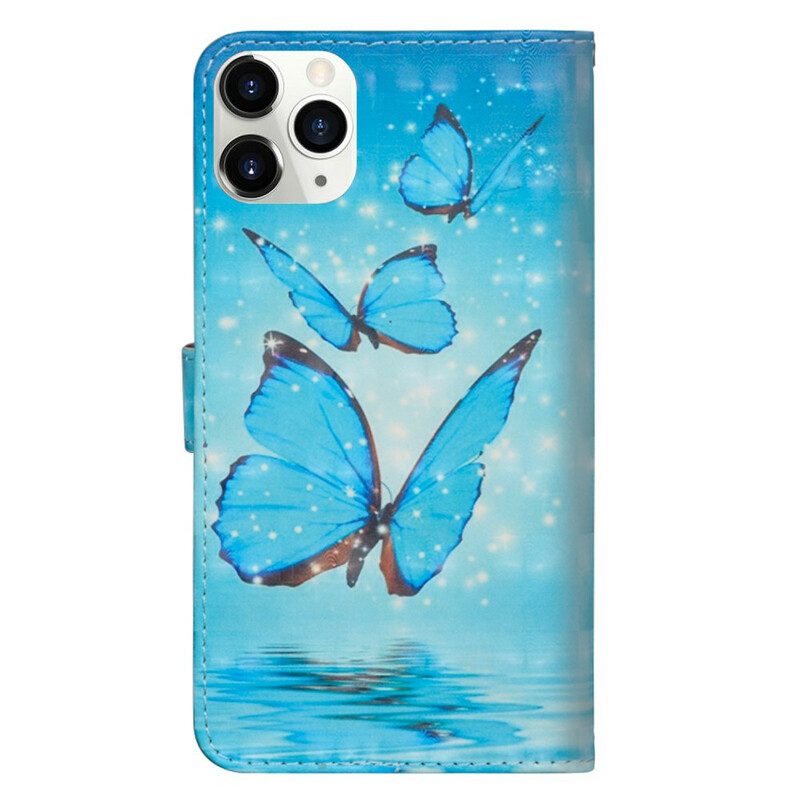 Folio-hoesje voor iPhone 12 Pro Max Vliegende Blauwe Vlinders