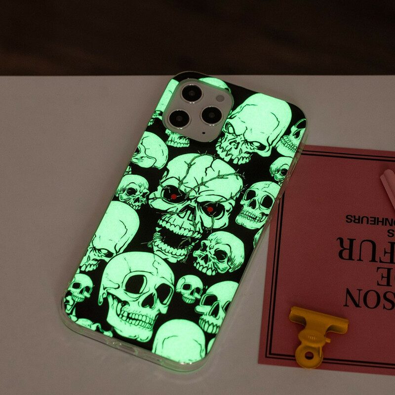 Hoesje voor iPhone 12 Pro Max Let Op Fluorescerende Schedels