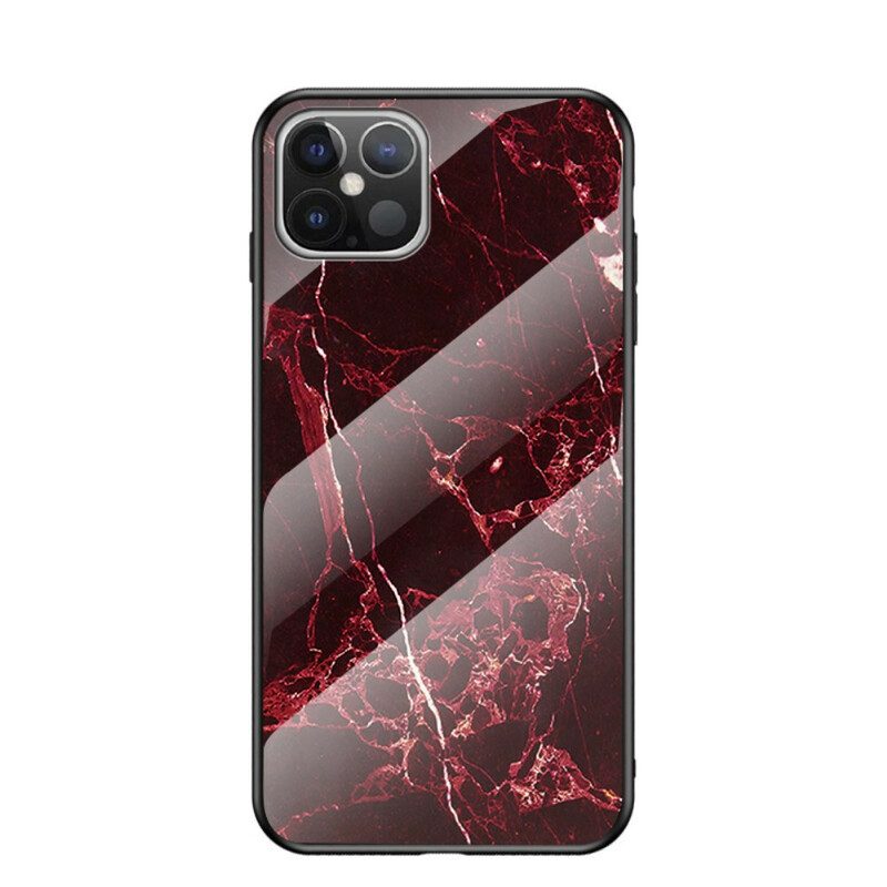 Hoesje voor iPhone 12 Pro Max Marmeren Kleuren Gehard Glas