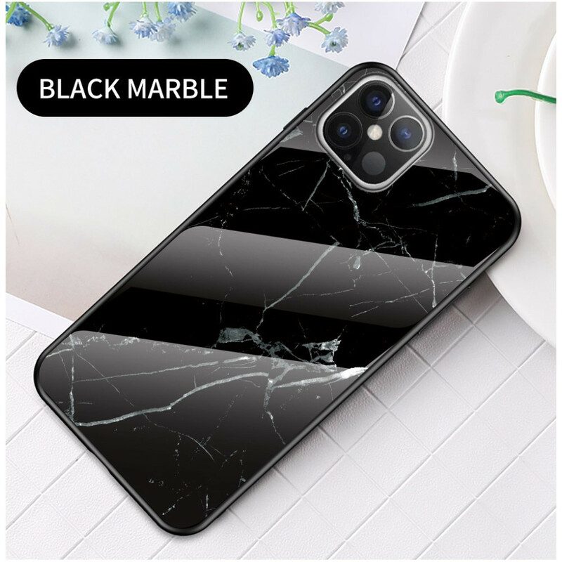 Hoesje voor iPhone 12 Pro Max Marmeren Kleuren Gehard Glas