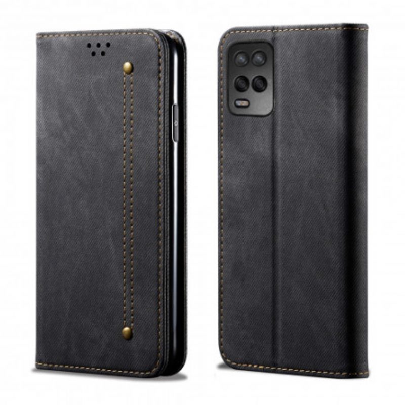 Bescherming Hoesje voor Oppo A54 5G / A74 5G Folio-hoesje Spijkerstof