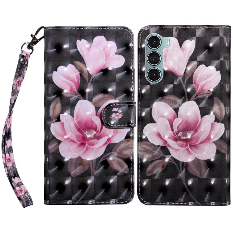 Folio-hoesje voor Oppo A54 5G / A74 5G Bloemen Met Koord