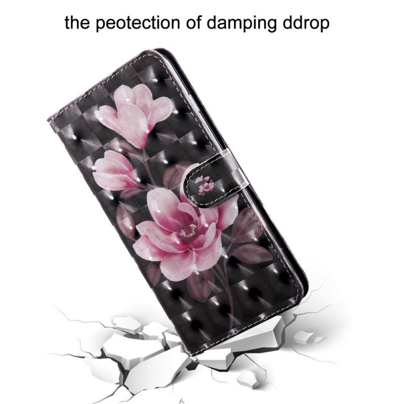 Folio-hoesje voor Oppo A54 5G / A74 5G Bloemen Met Koord