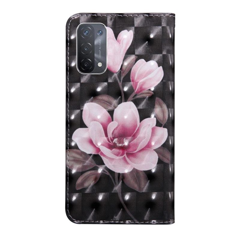 Folio-hoesje voor Oppo A54 5G / A74 5G Bloemen Met Koord