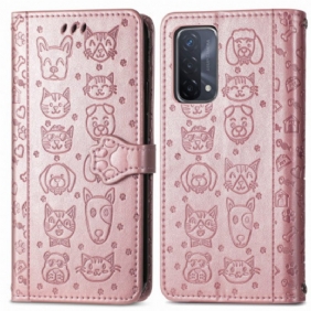 Folio-hoesje voor Oppo A54 5G / A74 5G Geanimeerde Dieren