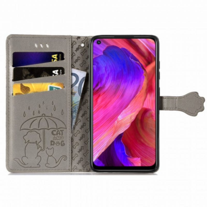 Folio-hoesje voor Oppo A54 5G / A74 5G Geanimeerde Dieren