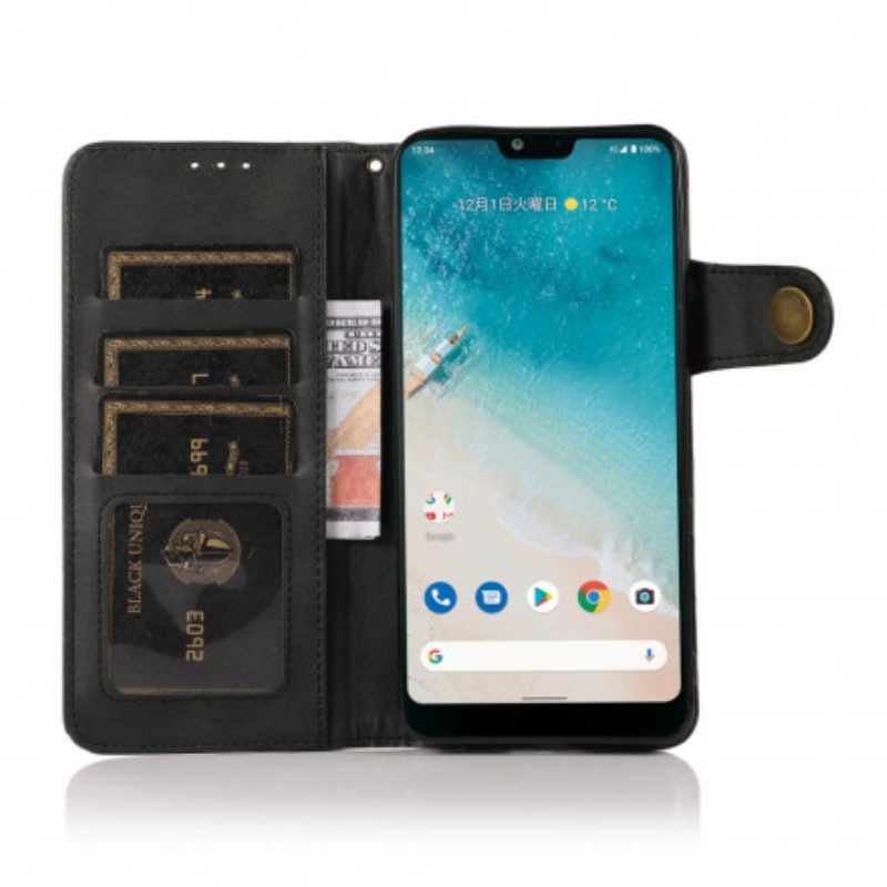 Folio-hoesje voor Oppo A54 5G / A74 5G Knoop Van Imitatieleer Khazneh