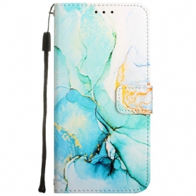 Folio-hoesje voor Oppo A54 5G / A74 5G Marmer Met Lanyard