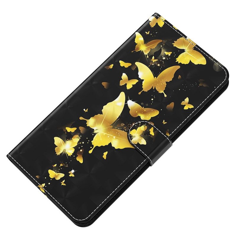 Folio-hoesje voor Oppo A54 5G / A74 5G Met Ketting String Vlinders