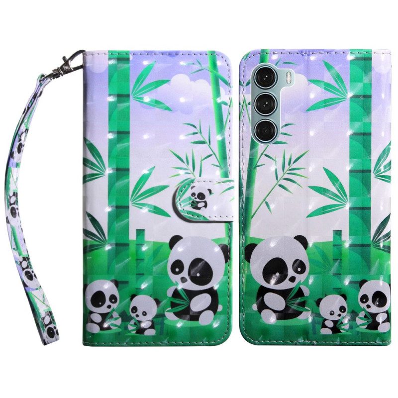 Folio-hoesje voor Oppo A54 5G / A74 5G Panda Met Koord