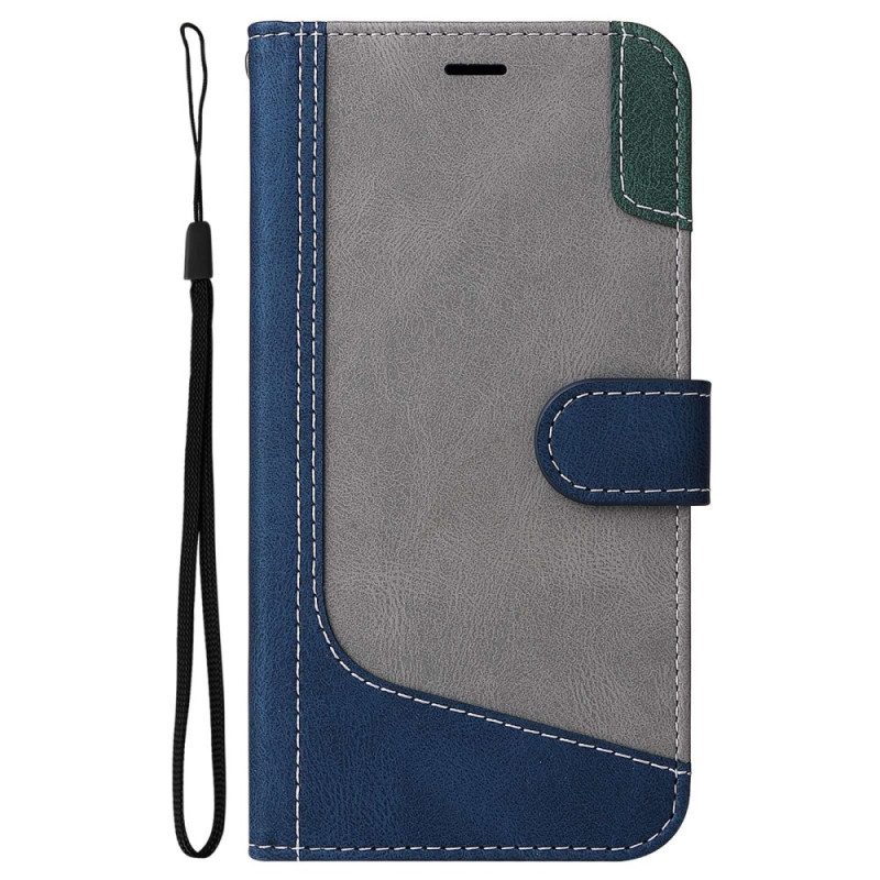 Folio-hoesje voor Oppo A54 5G / A74 5G Tweekleurig Met Riem