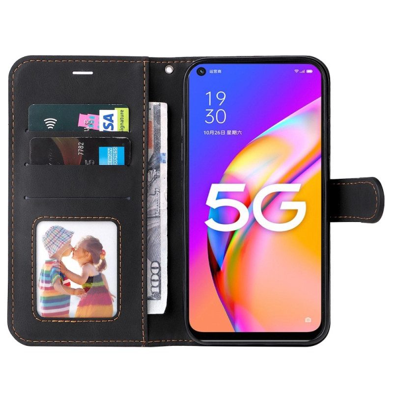 Folio-hoesje voor Oppo A54 5G / A74 5G Tweekleurig Met Riem