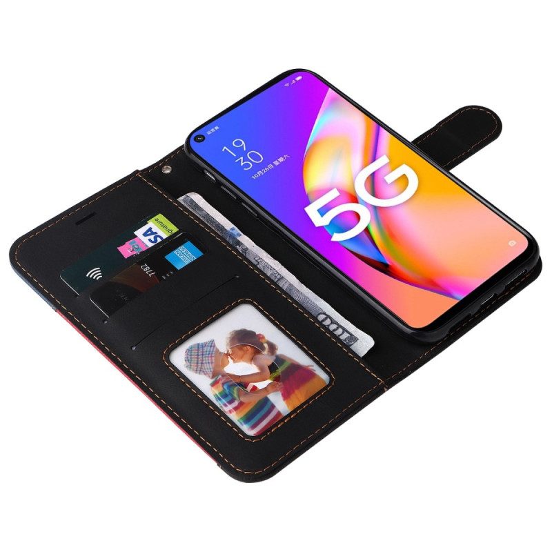 Folio-hoesje voor Oppo A54 5G / A74 5G Tweekleurig Met Riem