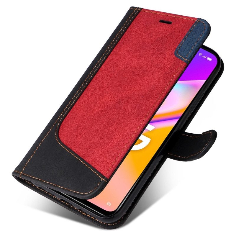 Folio-hoesje voor Oppo A54 5G / A74 5G Tweekleurig Met Riem