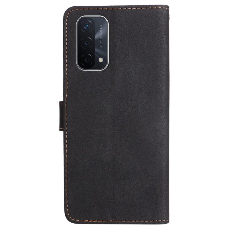 Folio-hoesje voor Oppo A54 5G / A74 5G Tweekleurig Met Riem