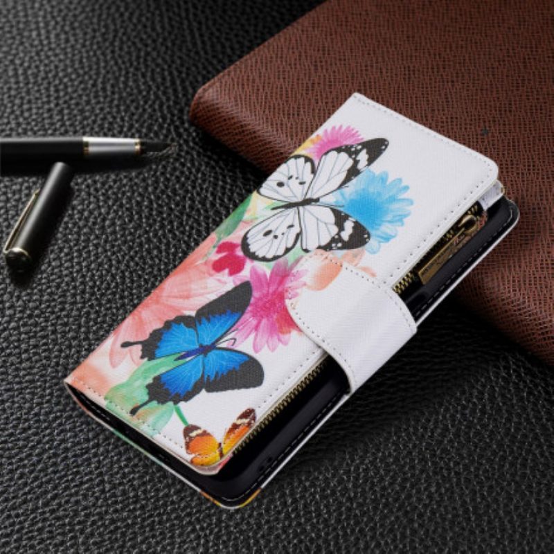 Folio-hoesje voor Oppo A54 5G / A74 5G Vlinders Zak Met Ritssluiting