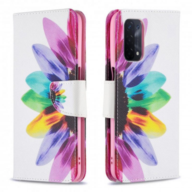 Folio-hoesje voor Oppo A54 5G / A74 5G Waterverf Bloem