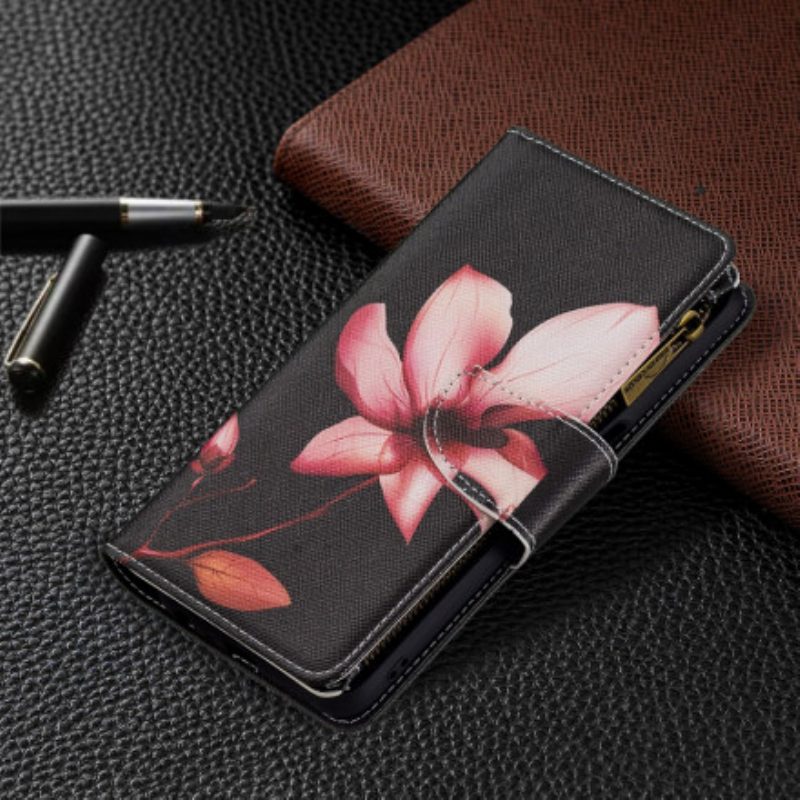 Leren Hoesje voor Oppo A54 5G / A74 5G Bloemzak Met Ritssluiting