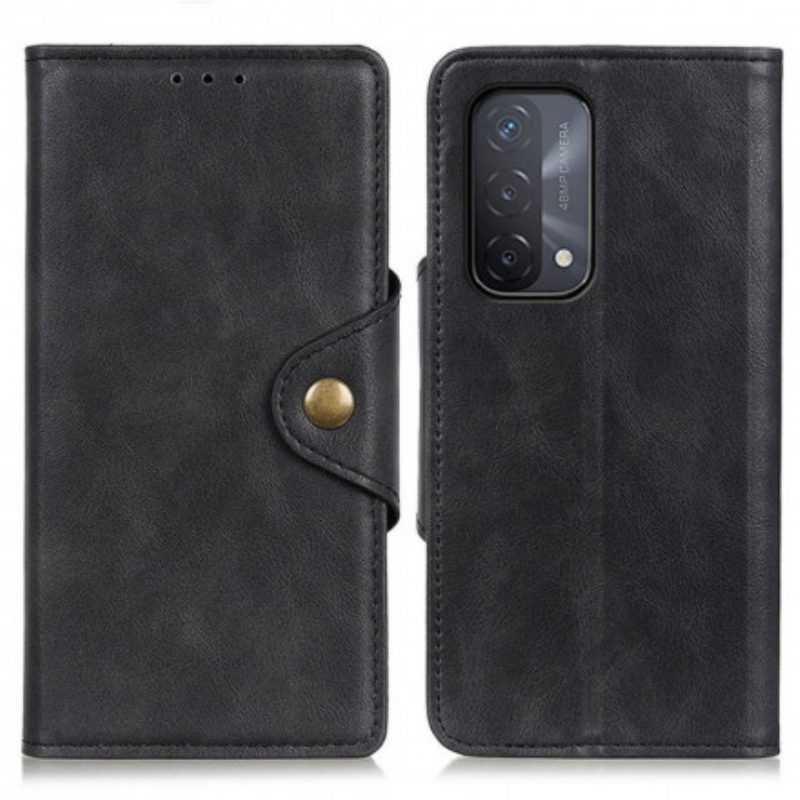 Leren Hoesje voor Oppo A54 5G / A74 5G Knoop Van Imitatieleer