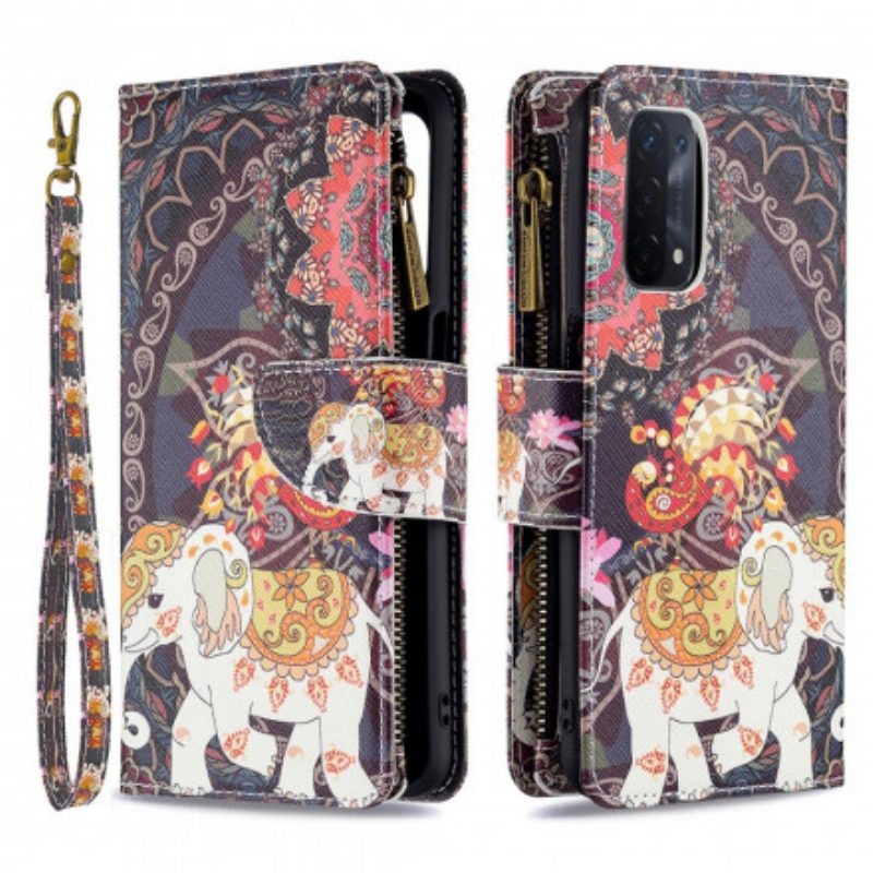 Leren Hoesje voor Oppo A54 5G / A74 5G Olifantenzak Met Ritssluiting