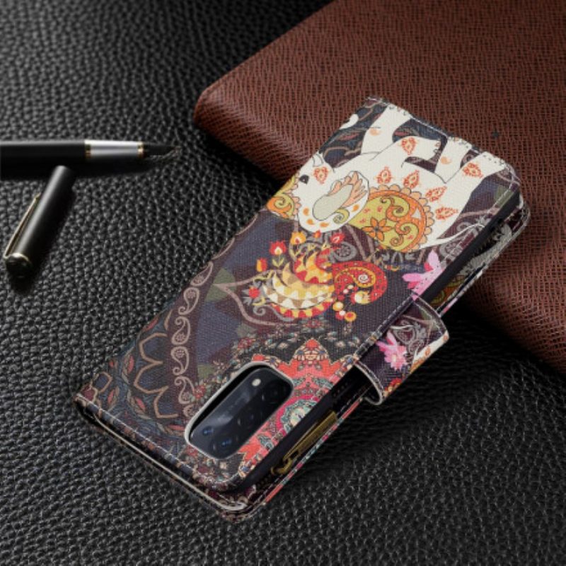 Leren Hoesje voor Oppo A54 5G / A74 5G Olifantenzak Met Ritssluiting