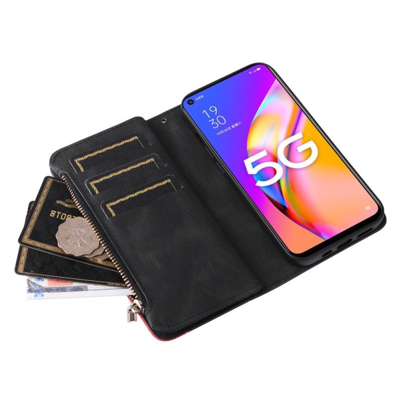 Leren Hoesje voor Oppo A54 5G / A74 5G Tweekleurig Met Portemonnee