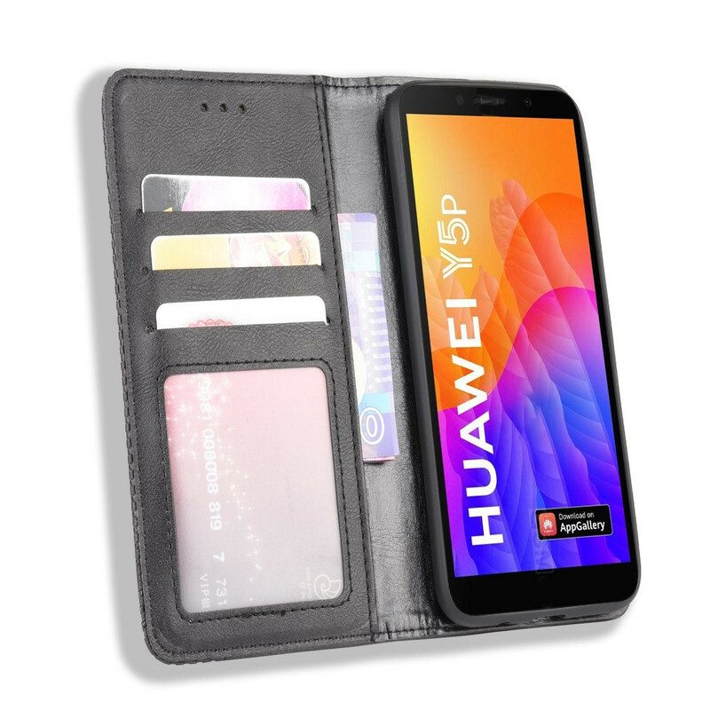 Bescherming Hoesje voor Huawei Y5p Folio-hoesje Gestileerd Vintage Leereffect