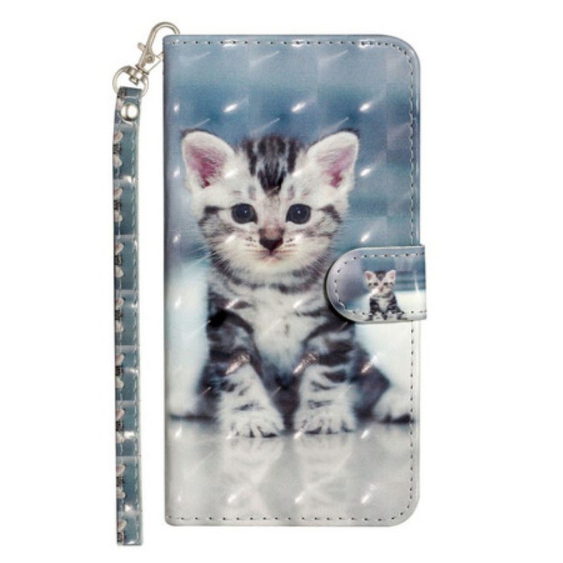 Folio-hoesje voor Huawei Y5p Met Ketting Kitten Light Spots Met Riem