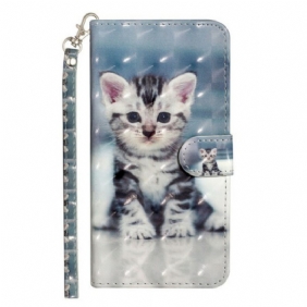 Folio-hoesje voor Huawei Y5p Met Ketting Kitten Light Spots Met Riem