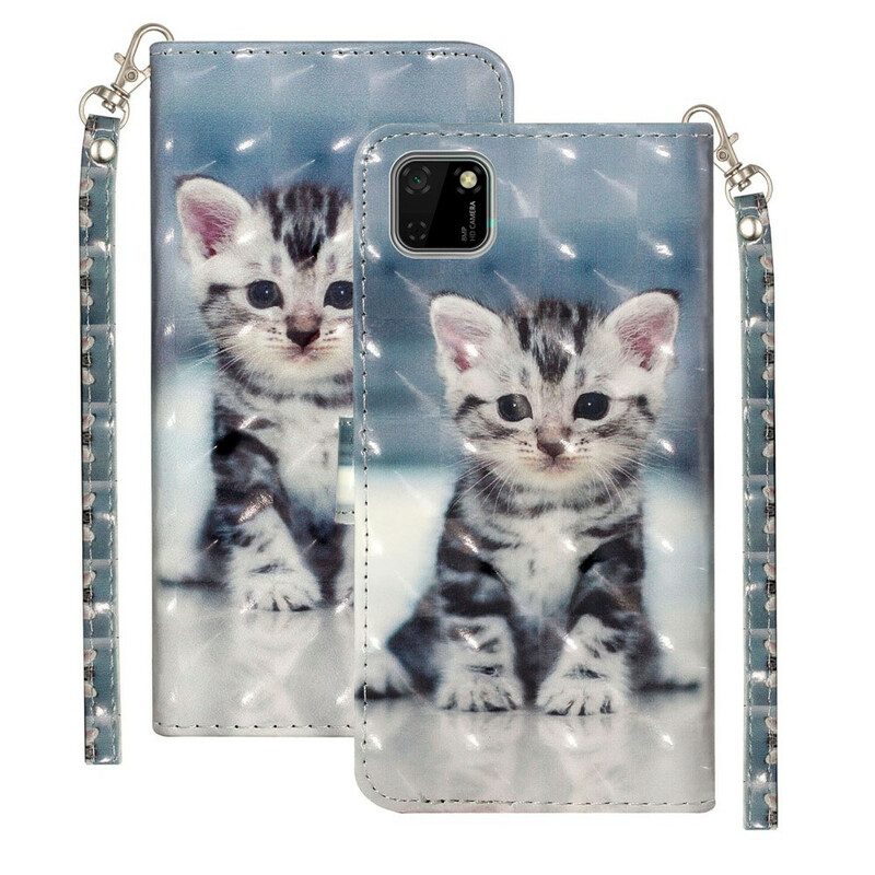 Folio-hoesje voor Huawei Y5p Met Ketting Kitten Light Spots Met Riem