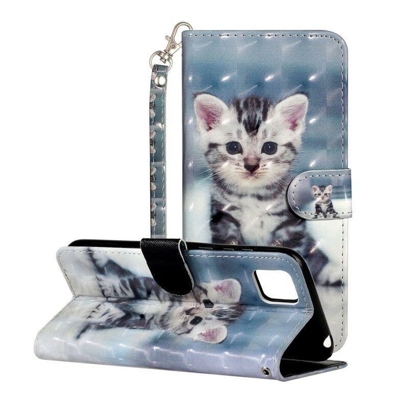 Folio-hoesje voor Huawei Y5p Met Ketting Kitten Light Spots Met Riem