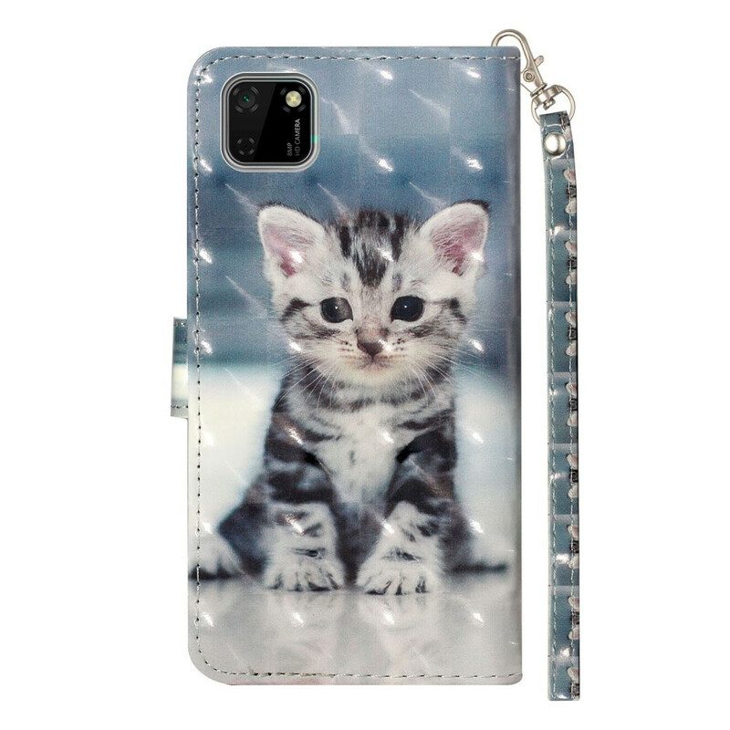 Folio-hoesje voor Huawei Y5p Met Ketting Kitten Light Spots Met Riem