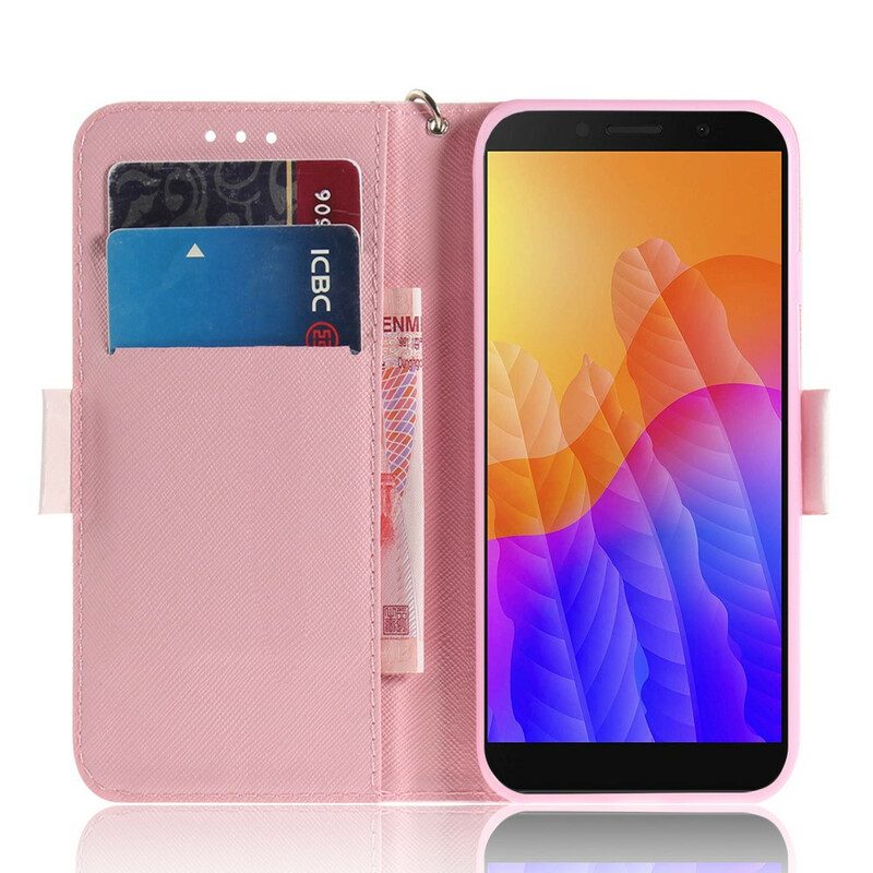 Folio-hoesje voor Huawei Y5p Met Ketting Pompoen Met Bandjes