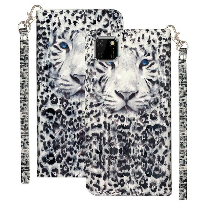 Folio-hoesje voor Huawei Y5p Met Ketting Tiger Light Strap-schijnwerpers