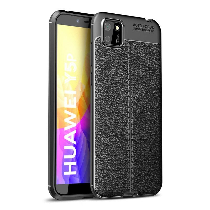 Hoesje voor Huawei Y5p Ledereffect Litchi Dubbele Lijn