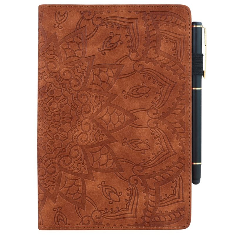 Cover Voor Samsung Galaxy Tab S9 Fe Bloemenpatroon En Stylushouderriem