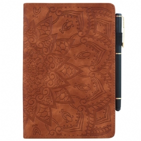 Cover Voor Samsung Galaxy Tab S9 Fe Bloemenpatroon En Stylushouderriem