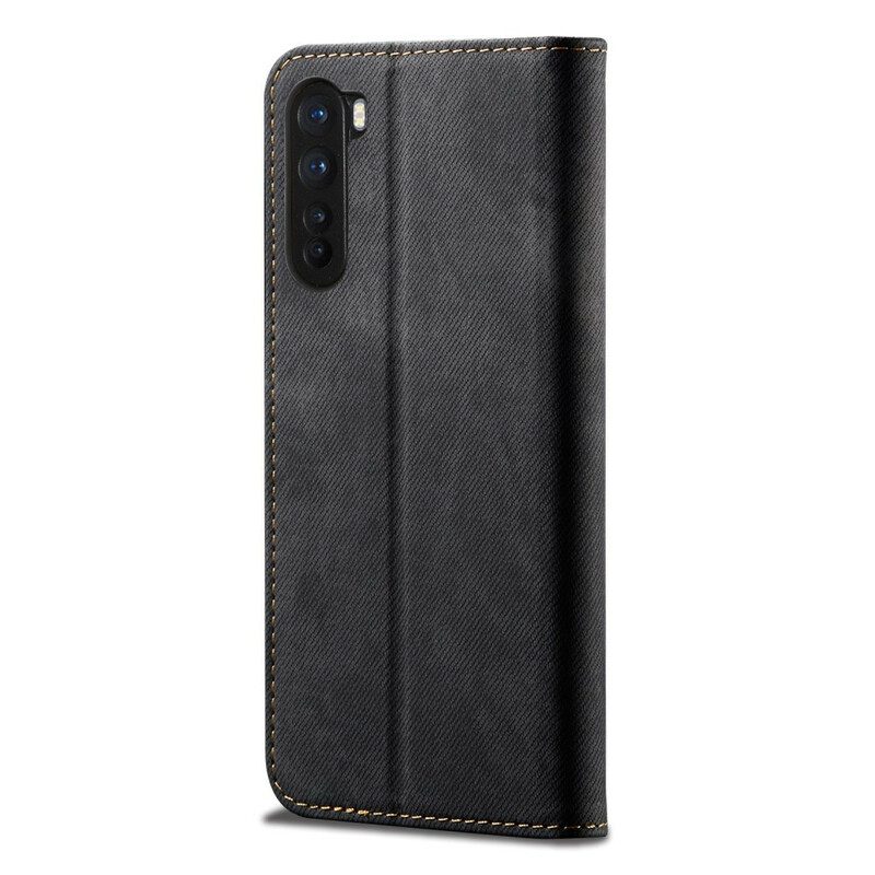 Bescherming Hoesje voor OnePlus Nord Folio-hoesje De Textuur Van Jeans Van Het Leer Van Het Imitatieleer