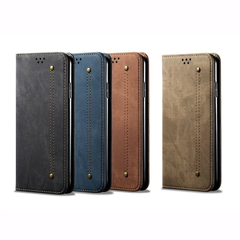 Bescherming Hoesje voor OnePlus Nord Folio-hoesje De Textuur Van Jeans Van Het Leer Van Het Imitatieleer