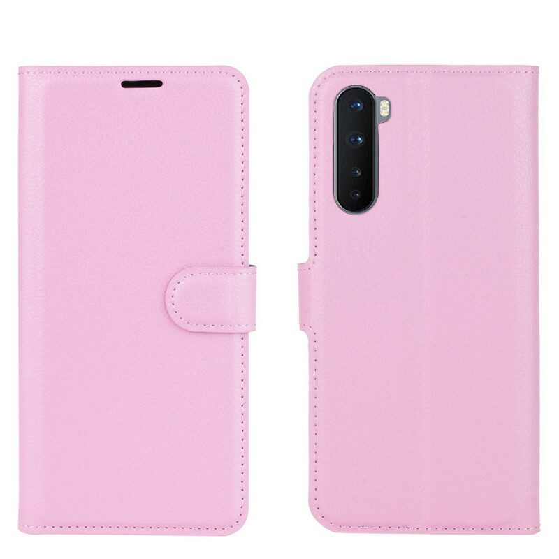 Folio-hoesje voor OnePlus Nord Klassiek Lychee-effect