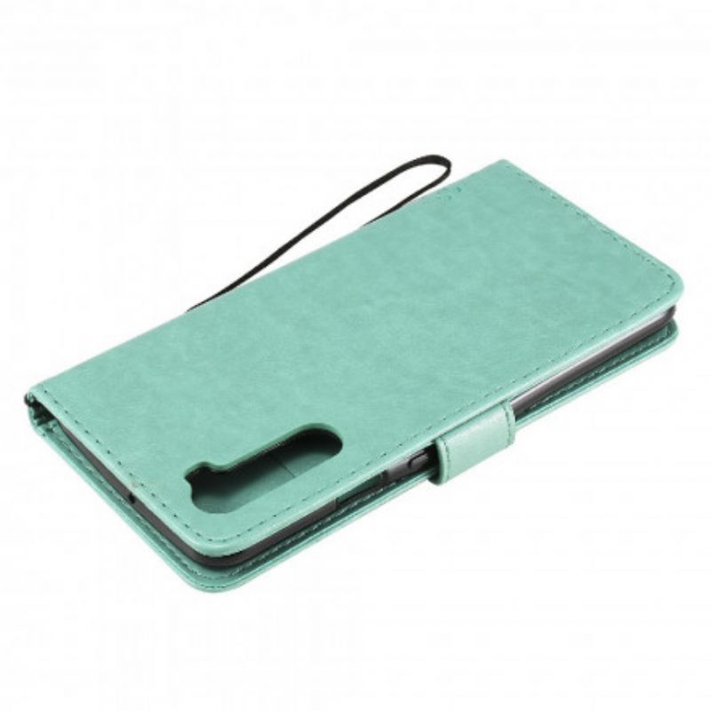 Folio-hoesje voor OnePlus Nord Met Ketting Boom En Strappy Cat