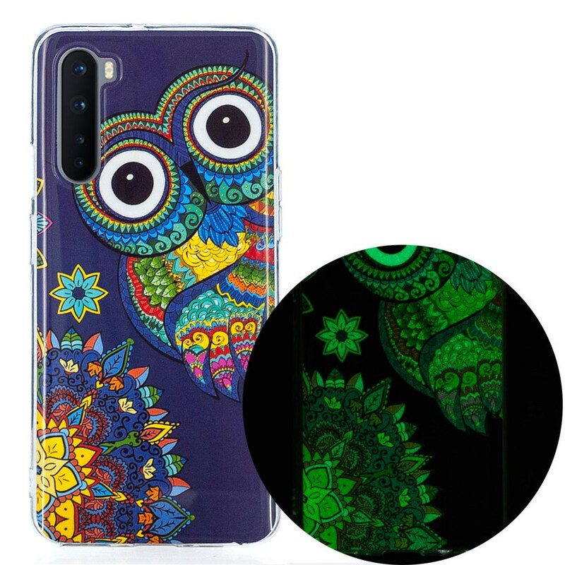 Hoesje voor OnePlus Nord Fluorescerende Uil Mandala